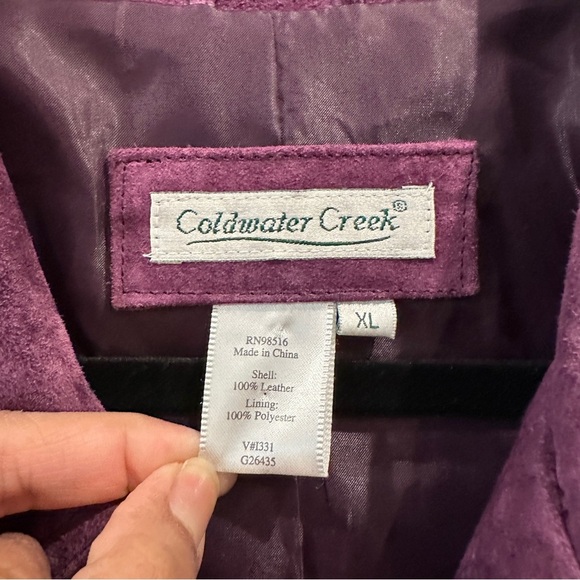 Coldwater Creek Womens Purple Suede 100% Leather Long Sleeve Blazer Jacket sz XL - Picture 4 of 12